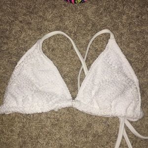 White lace swim top